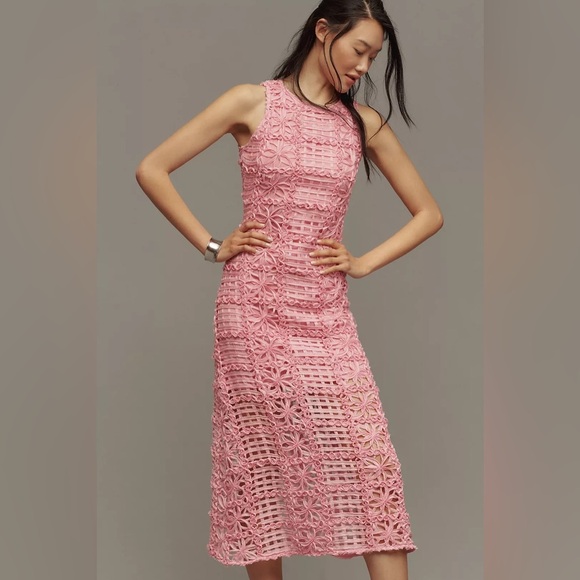 NWT Anthropologie Endless Rose Textured Sleeveless Women’s Maxi Pink Dress Small - Picture 1 of 9